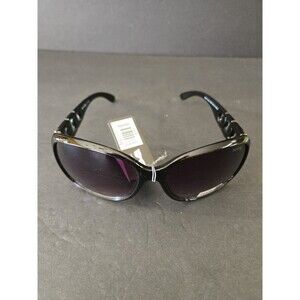 NYS Collection Sunglasses 6838 Noble Street Black Oversized Chain Link Arms NEW